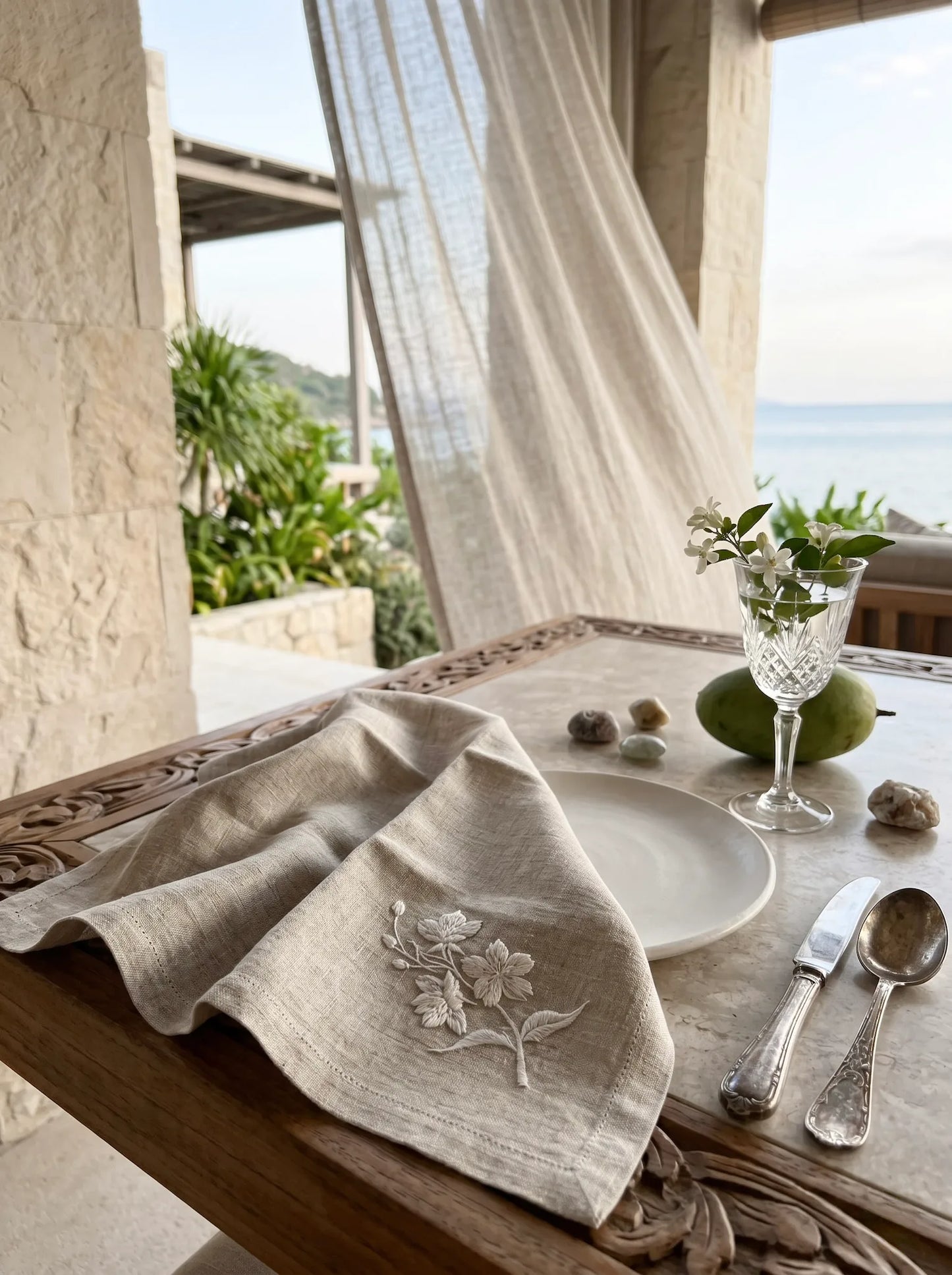 Hand Embroidered Linen Dining Napkin
