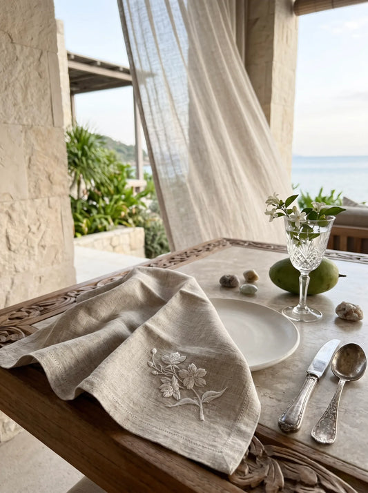 Hand Embroidered Linen Dining Napkin