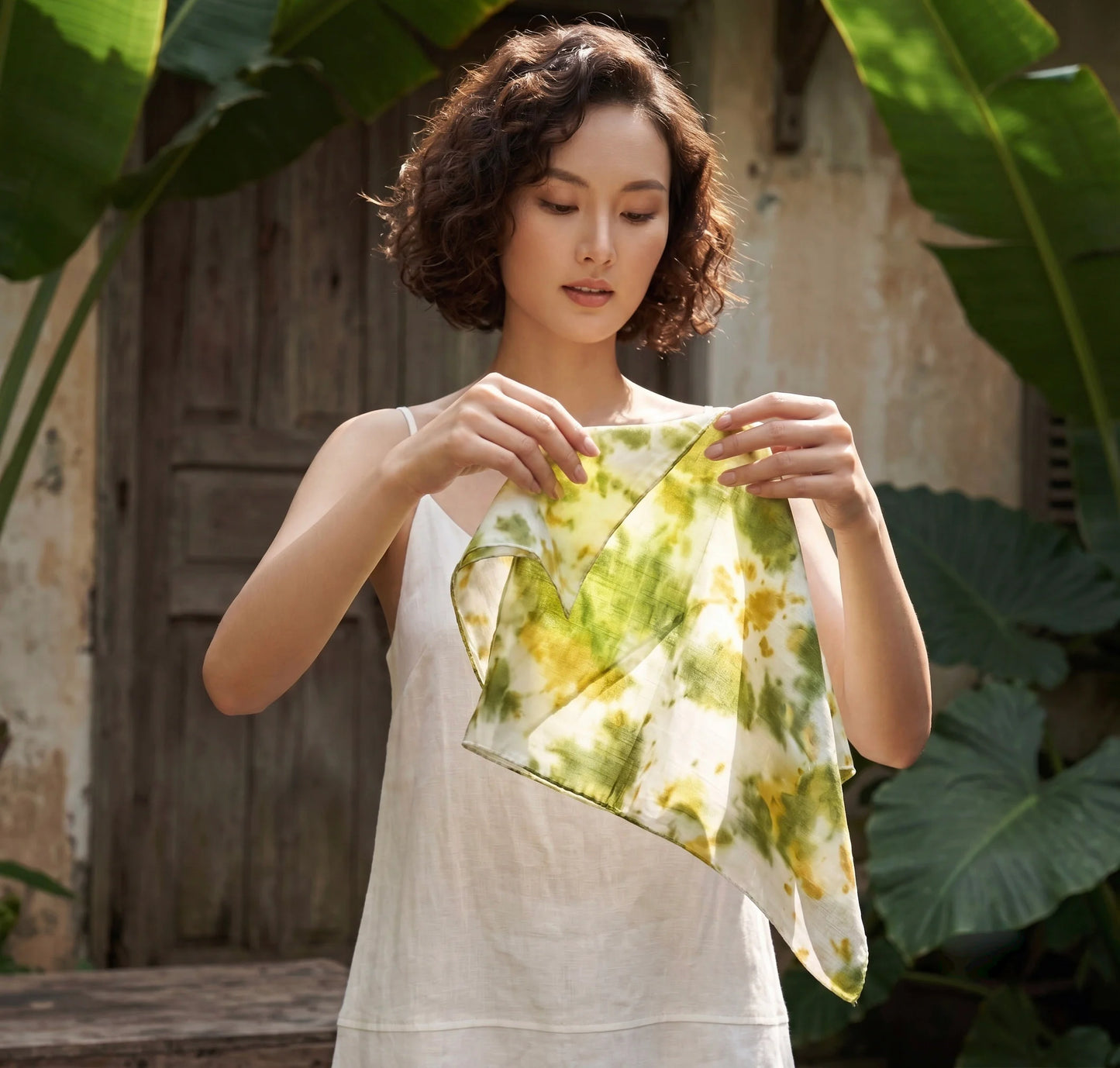 Tie-dye Habotai Silk Scarf