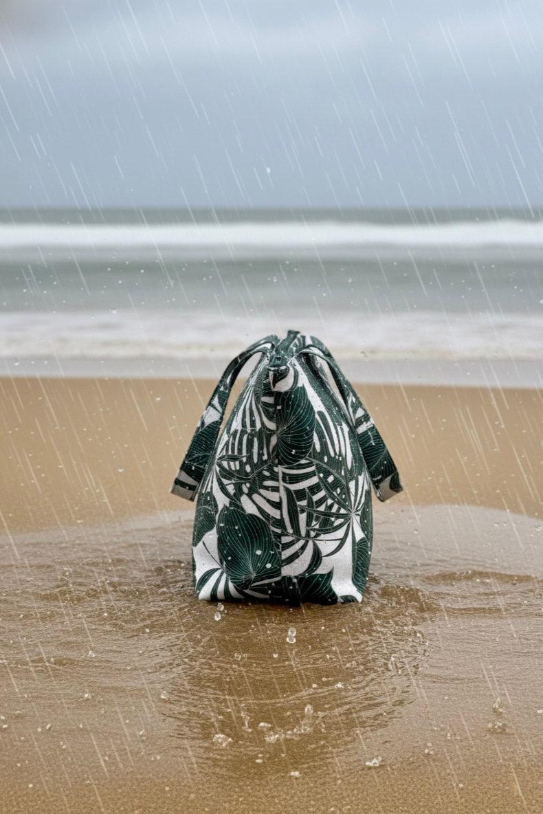 Tropical leaf-patterned water resistance tote bag by TropicLBD